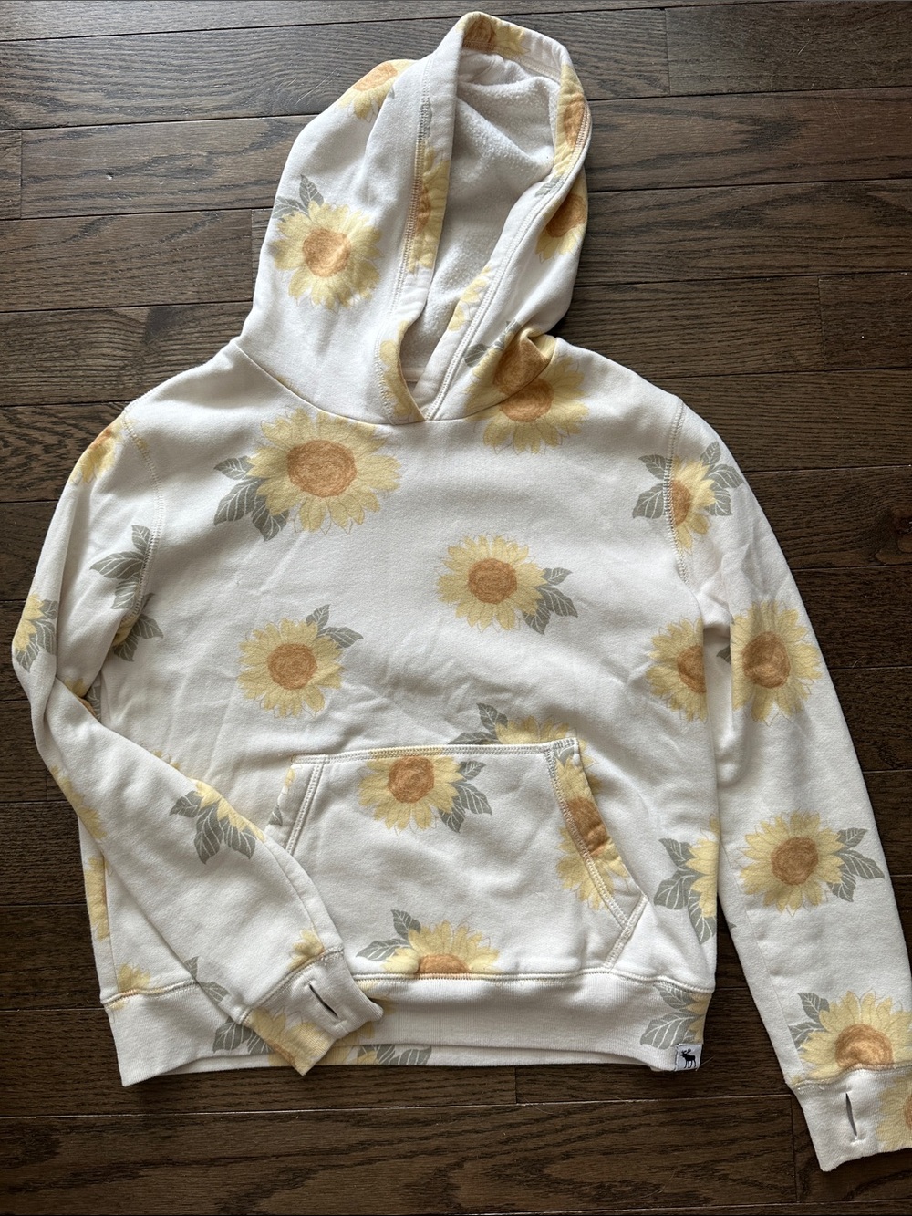 Abercrombie Kids Sunflower Print Hoodie - Cream & Yellow